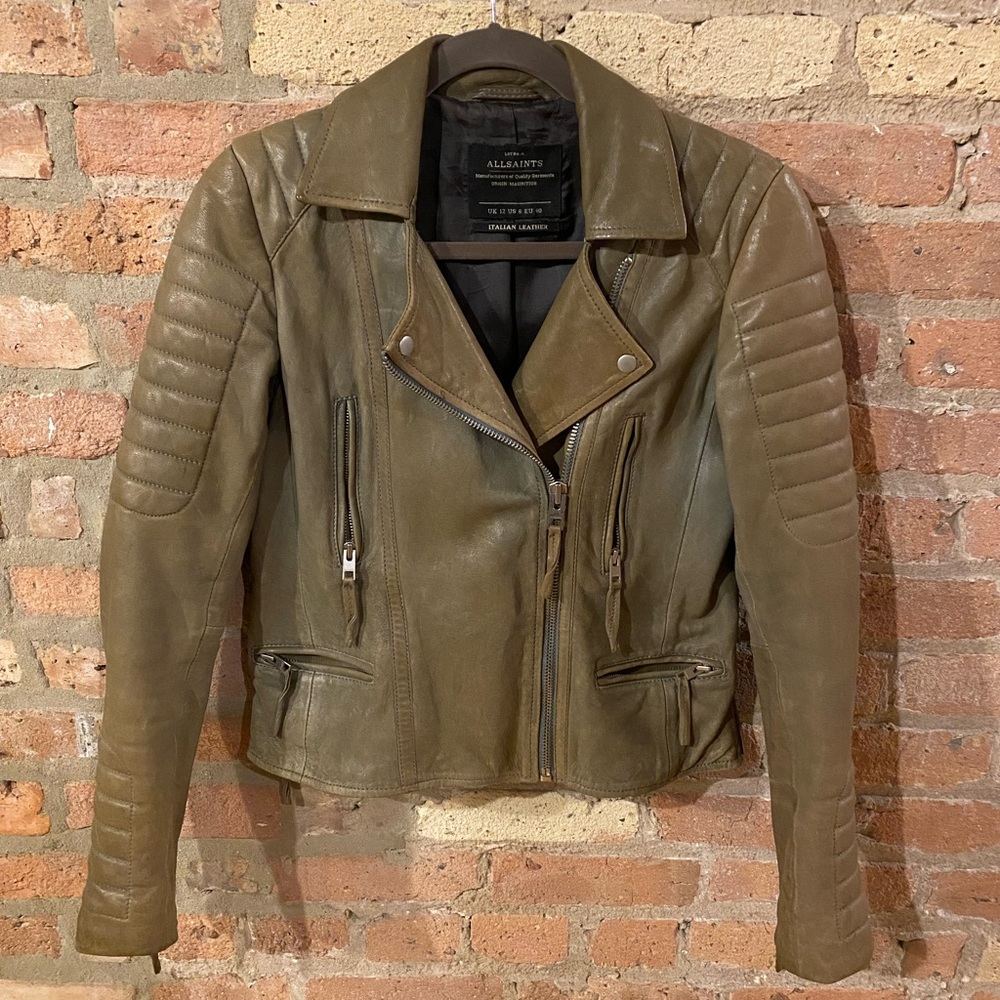 Light blue Allsaints biker jacket W8